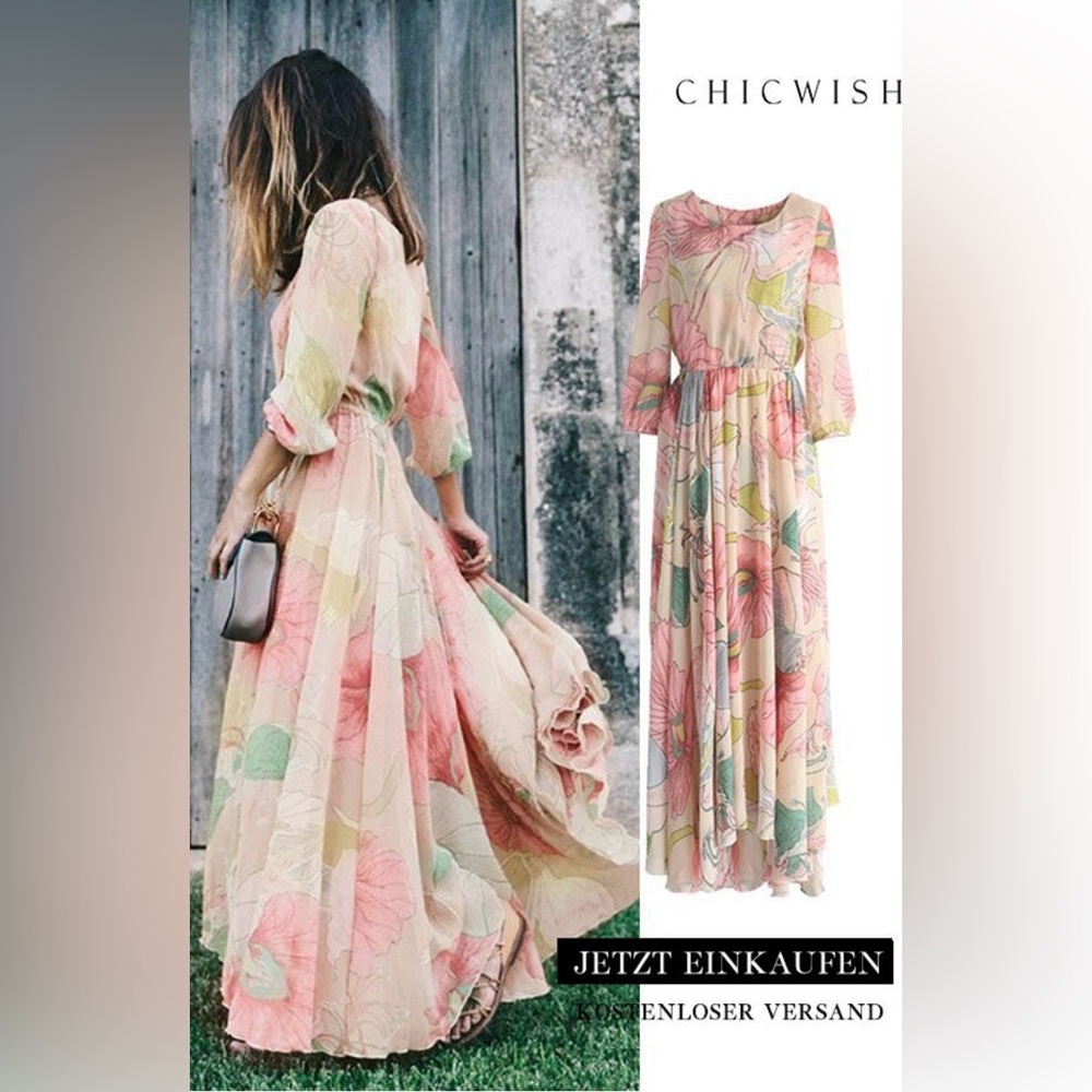 Chicwish Spring Scenery Floral Maxi Dress, size Small. Worn once, like New. - Picture 3 of 6